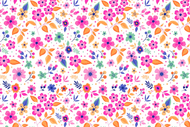 Free Vector | Colorful flowers pattern with white background