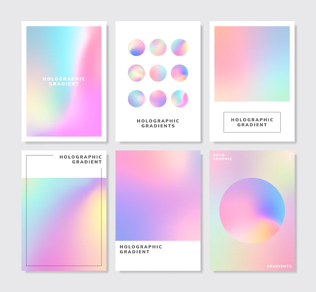 Free Vector | Colorful holographic gradient background design set