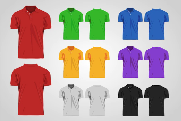 Free Vector | Colorful polo shirt collection front and back