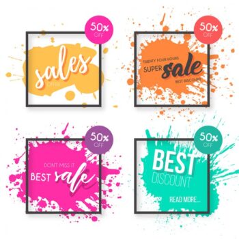 Free Vector | Colorful sale banner collection with paint splashes