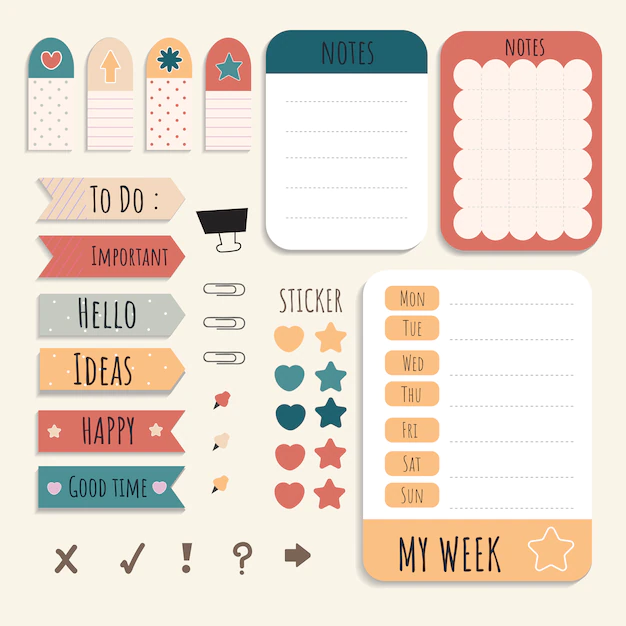 Free Vector | Colorful stationery set