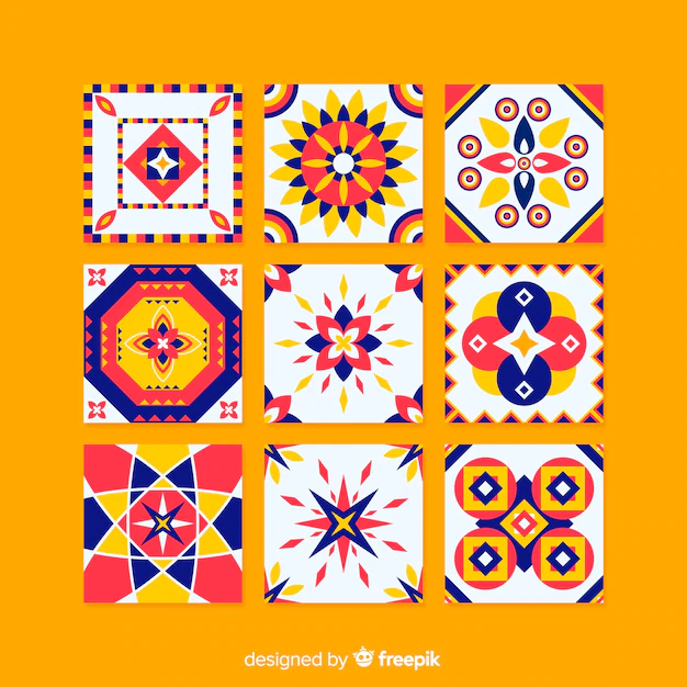 Free Vector | Colorful tile collection with flat design