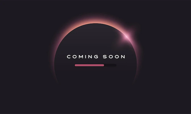 Free Vector | Coming soon text on abstract sunrise dark background with motion effect