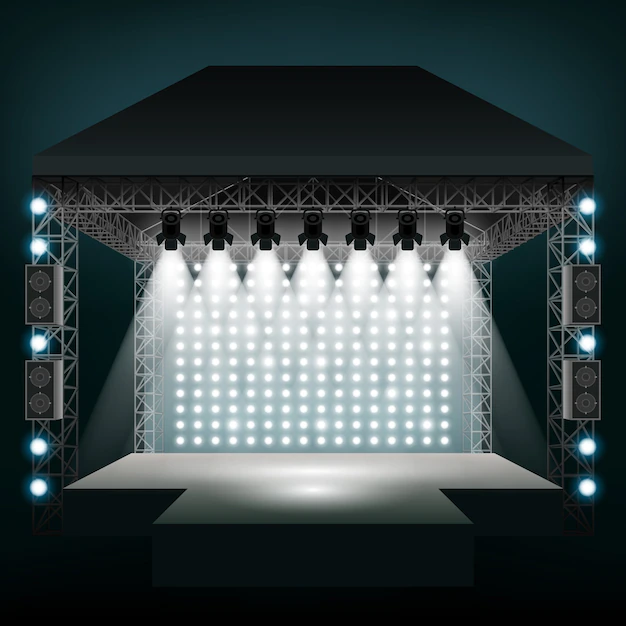 Free Vector | Concert stage with spotlights. show and scene, entertainment disco party.