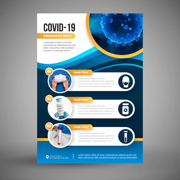 Free Vector | Coronavirus medical products flyer template with photo
