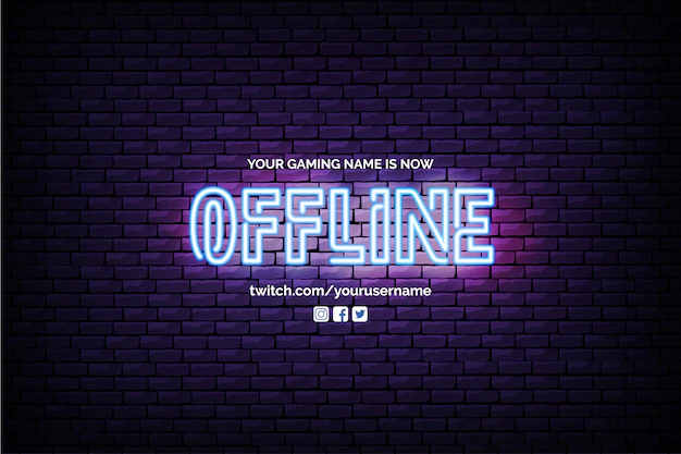 Free Vector | Currently offline twitch banner with neon design