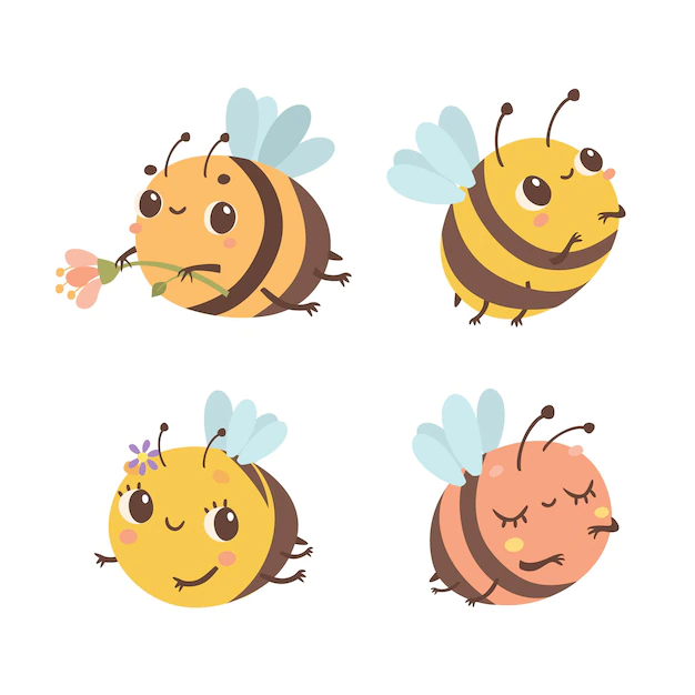 Free Vector | Cute bees set