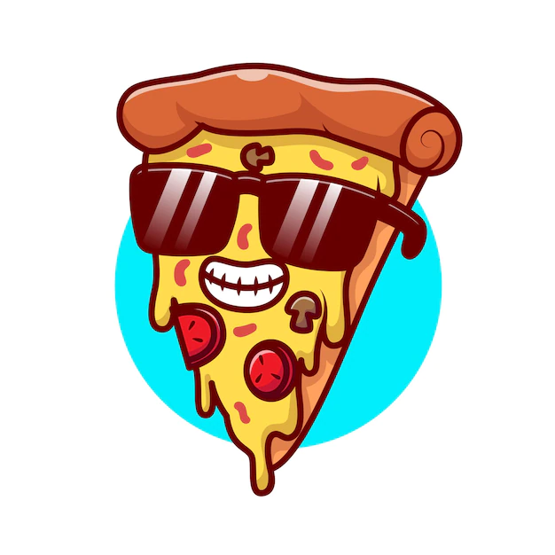 Free Vector | Cute cool pizza slice wearing glasses cartoon vector icon illustration food holiday icon isolated