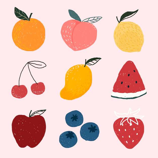 Free Vector | Cute hand drawn fruit set vector
