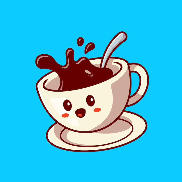 Free Vector | Cute happy coffee cup cartoon vector icon illustration. drink character icon concept. flat cartoon style