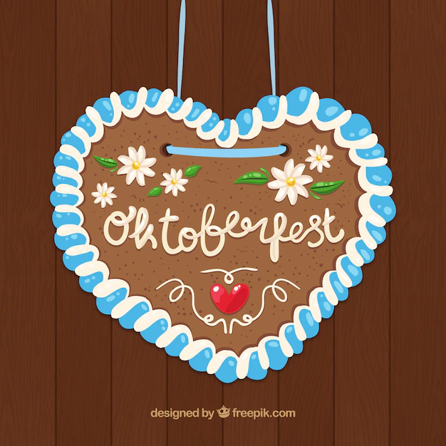 Free Vector | Cute heart with flowers to celebrate oktoberfest