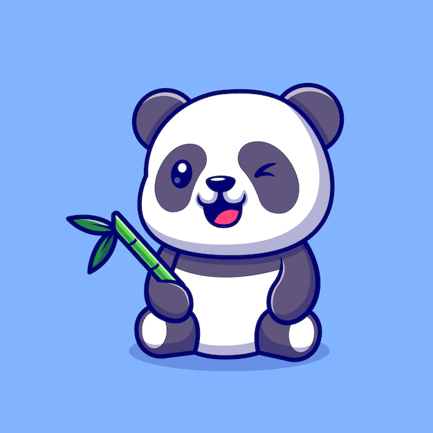 Free Vector | Cute panda with bamboo