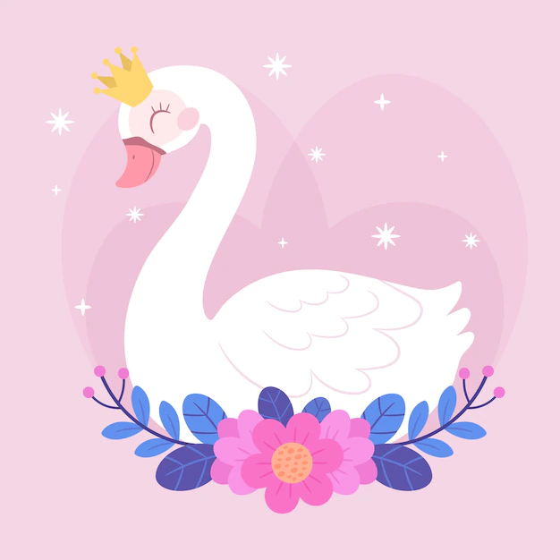 Free Vector | Cute swan princess illustration