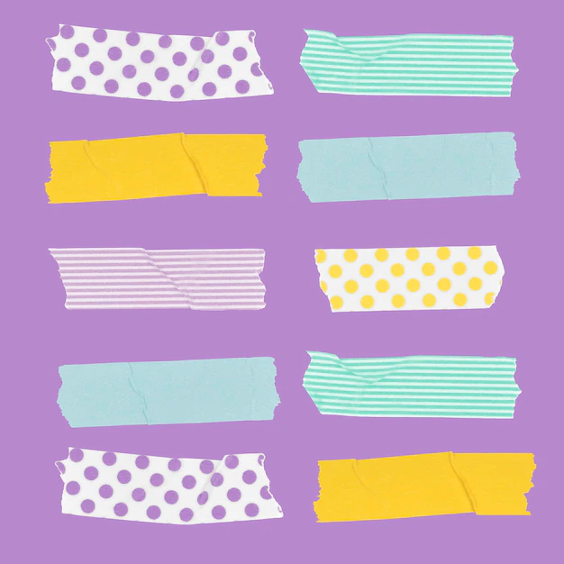 Free Vector | Cute washi tape sticker, colorful collage element vector set