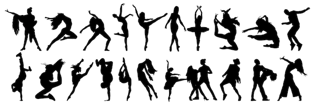 Free Vector | Dance silhouette  pack of dancer silhouettes