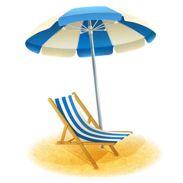 Free Vector | Deck chair with umbrella illustration