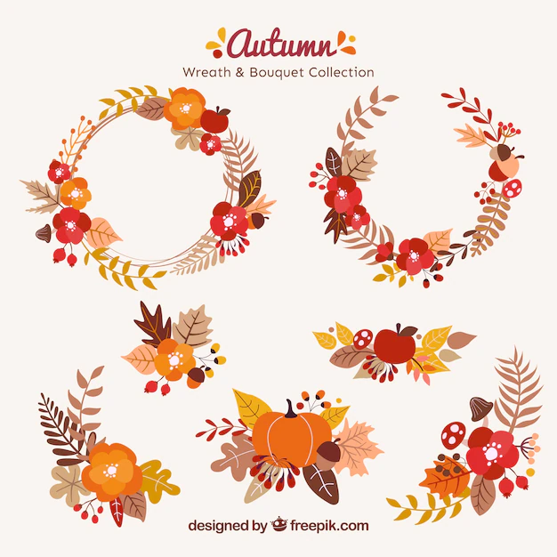 Free Vector | Decorative wreaths with forest elements