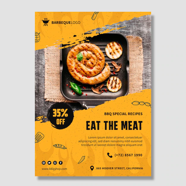 Free Vector | Delicious barbeque poster template