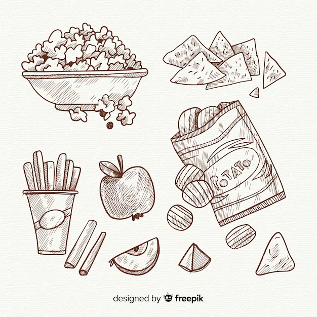 Free Vector | Delicious hand drawn snack collection