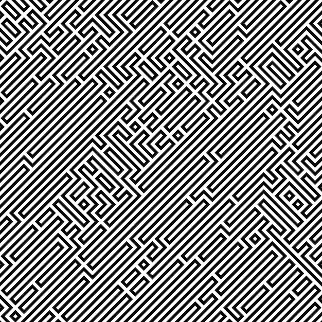 Free Vector | Detailed abstract maze pattern background in black and white
