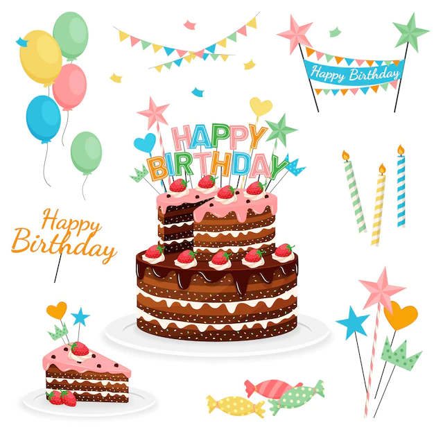 Free Vector | Detailed birthday cake with topper