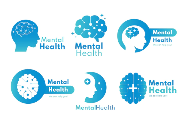 Free Vector | Detailed mental health logos collection