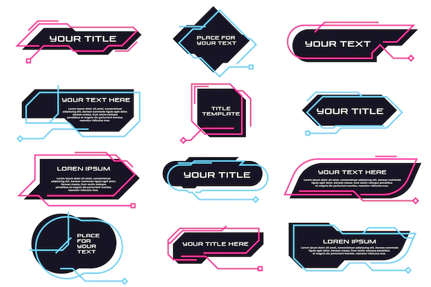 Free Vector | Different futuristic titles and banners flat set