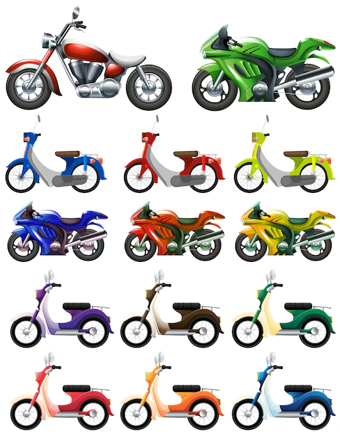 Free Vector | Different types of motocycles illustration