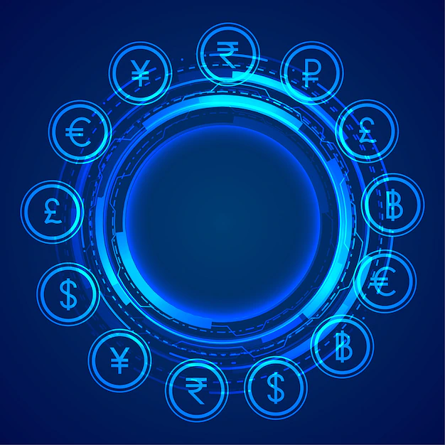 Free Vector | Digital global currency icons concept background