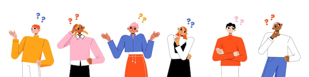 Free Vector | Diverse wondering people with question marks