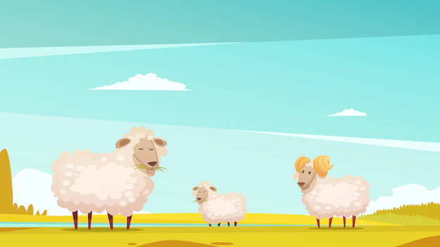 Free Vector | Domestic sheep breeding and raising farm pasture