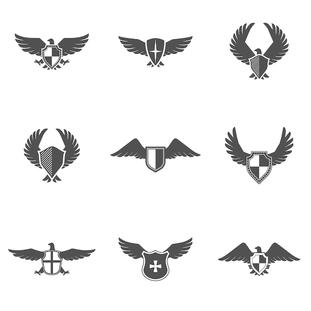 Free Vector | Eagle icon shield set
