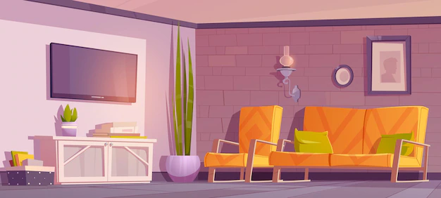 Free Vector | Eco rustic interior, living room with furniture
