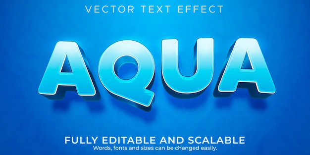 Free Vector | Editable text effect, aqua water text style