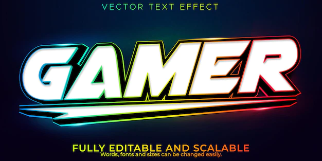 Free Vector | Editable text effect gamer, 3d esport and stream font style
