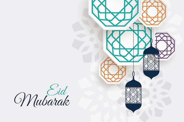 Free Vector | Eid festival decorative lamps with islamic design