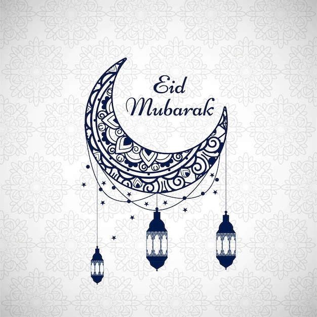 Free Vector | Eid mubarak background with blue moon