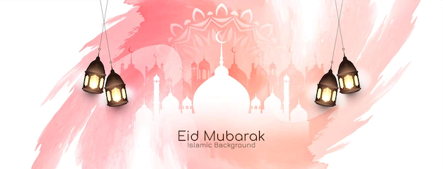 Free Vector | Eid mubarak cultural islamic banner with mosque vector