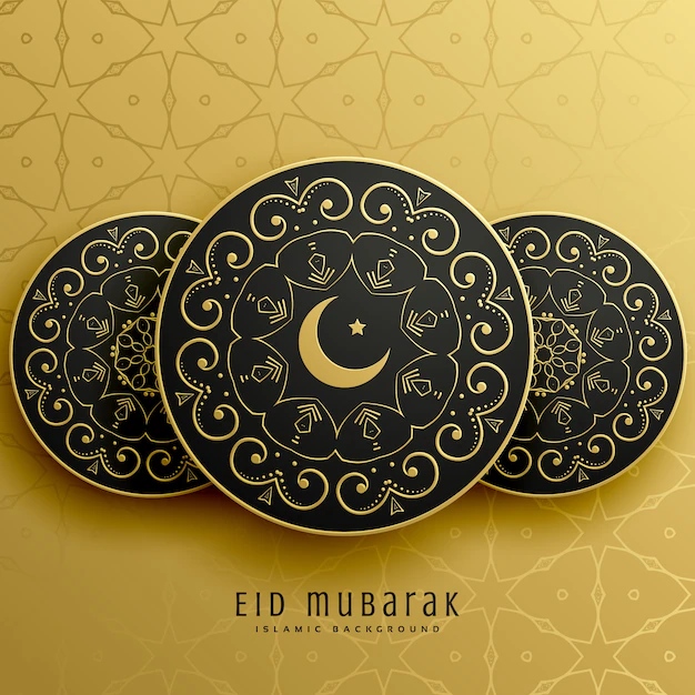 Free Vector | Eid mubarak golden coin card