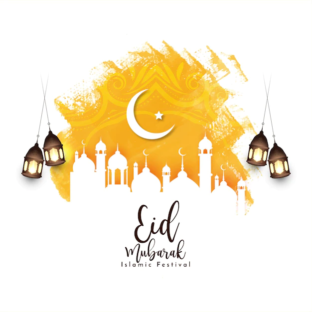 Free Vector | Eid mubarak islamic festival background with mosque vector
