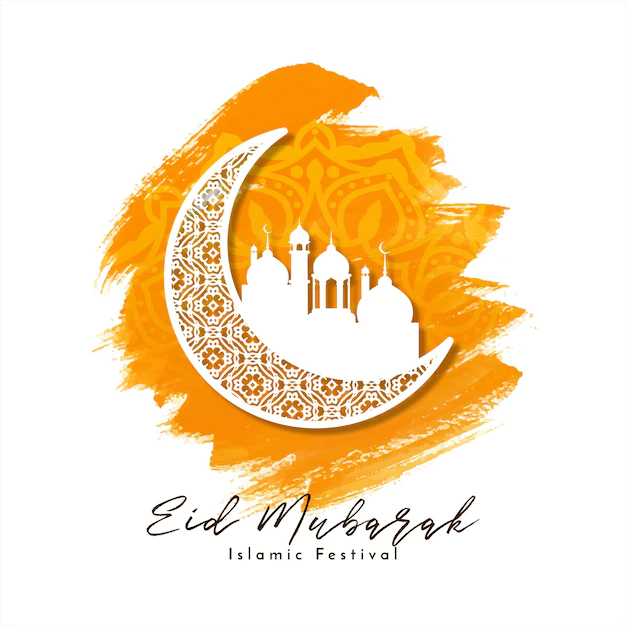 Free Vector | Eid mubarak islamic festival stylish crescent moon background vector