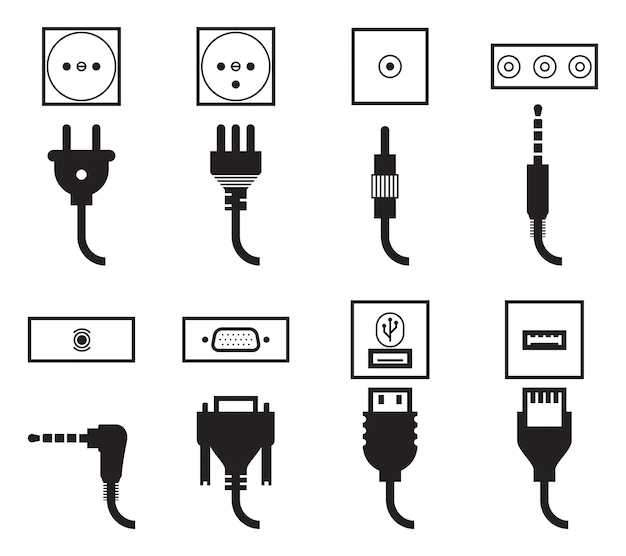 Free Vector | Electric outlet and plug icons set.