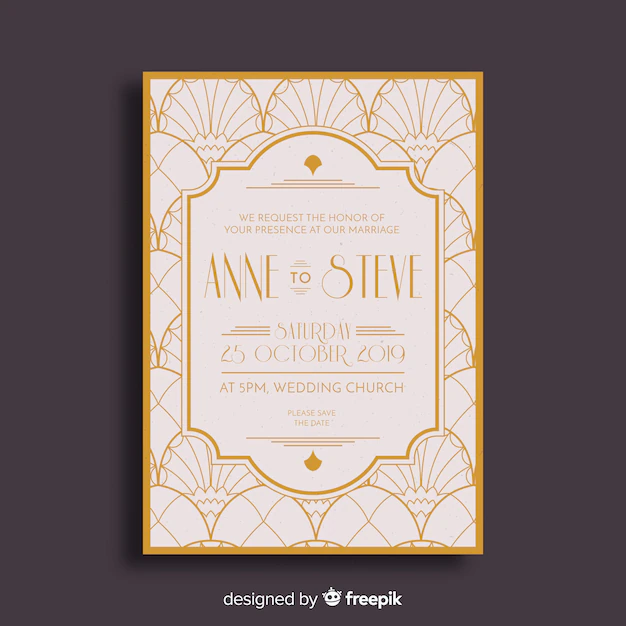 Free Vector | Elegant art deco wedding invitation