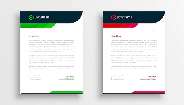Free Vector | Elegant business letterhead template in green and red colors