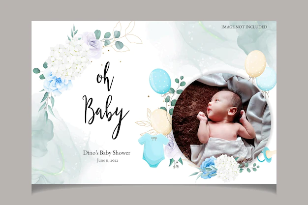 Free Vector | Elegant cute baby shower invitation card with beautiful floral