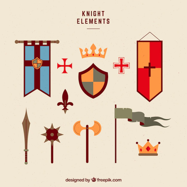 Free Vector | Elegant pack of colorful medieval elements