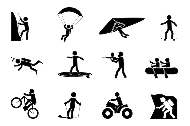 Free Vector | Extreme sports or adventure silhouettes set
