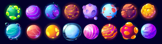 Free Vector | Fantasy alien planets for ui space game