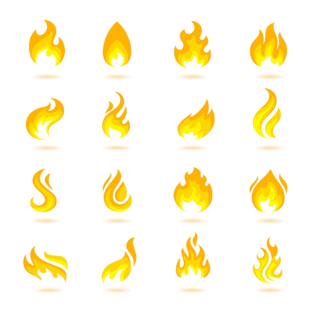 Free Vector | Fire flame burn flare torch hell fiery icons set isolated vector illustration
