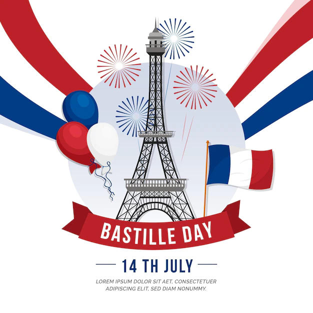 Free Vector | Fireworks and eiffel tower bastille day